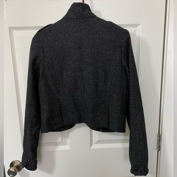 American Eagle Outfitters Wool Blend Blazer Jacket Size Small Black Gray - Picture 2 of 5